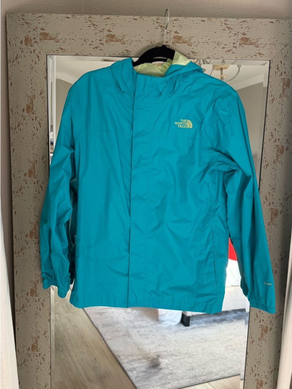 The North Face Teal Hooded Rain Shell (kids xl / women’s small)